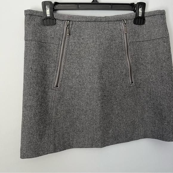 Kenar Double Faux Zipper Nevada Grey Wool Blend Mini Skirt Size 2 - Picture 4 of 13